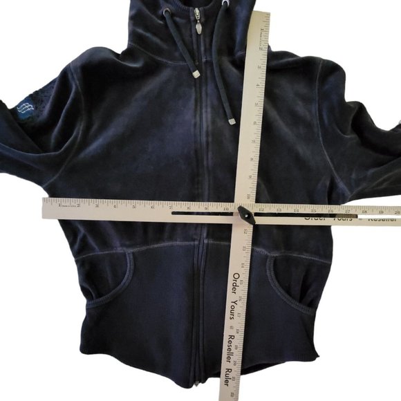 USAPro Womens Velour Track Suit Small Grey Hooded Faith Fearless Female Y2K - Picture 12 of 16